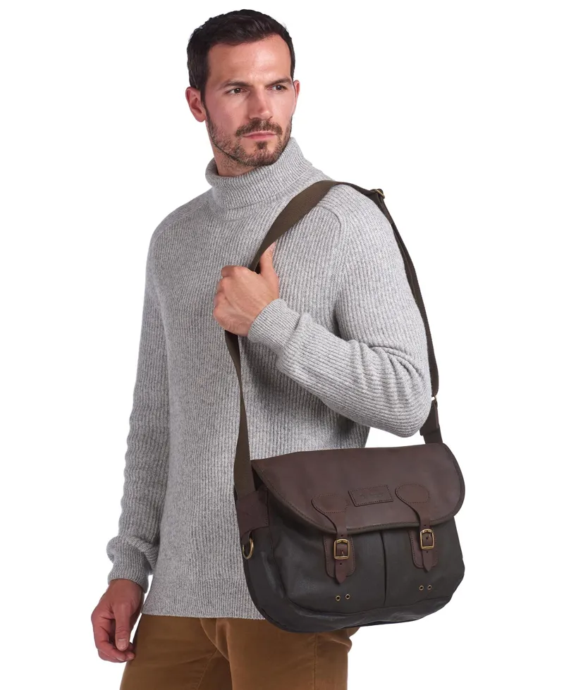 Barbour Wax Leather Tarras Bag in Olive-5